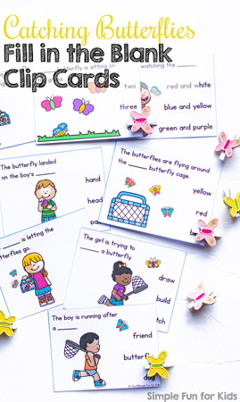 Catching Butterflies Fill in the Blank Clip Cards