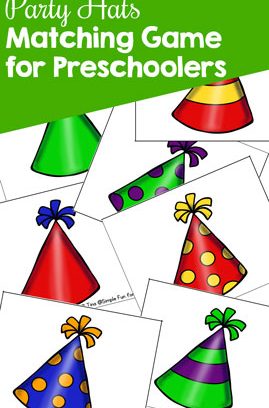 Party Hats Matching Game for Preschoolers