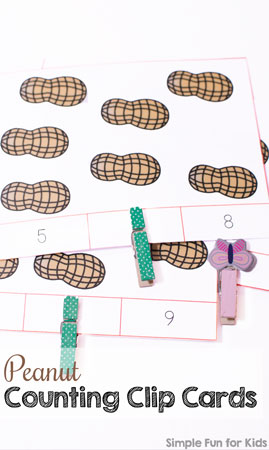 Learn how to count to 12 with printable Peanut Counting Clip Cards! Perfect for toddlers, preschoolers, and kindergartners who are learning basic math.