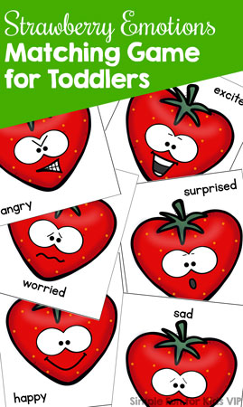 Explore emotions in a playful way with this cute printable Strawberry Emotions Matching Game! Great as a conversation starter for toddlers and preschoolers.