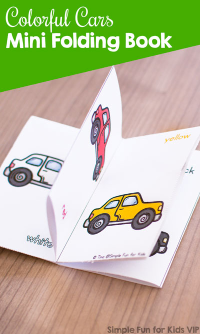 Does your toddler or preschooler love cars? Help him or her learn colors with this cute printable Colorful Cars Mini Folding Book! One sheet of paper, no duplex printing, minimal cutting - so easy to put together!