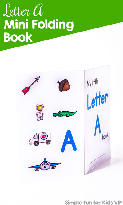 Explore the letter A with your toddler or preschooler using this cute, colorful, printable Letter A Mini Folding Book! (Includes a black and white version.)