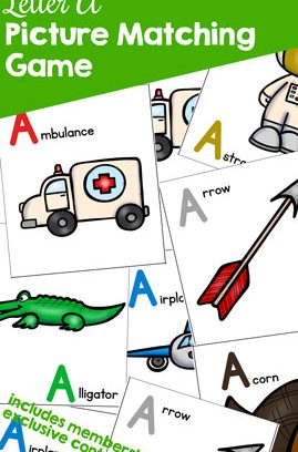 Letter A Picture Matching Game