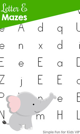 Free Printables for Kids: Learning Letters with Letter E Mazes for toddlers and preschoolers!