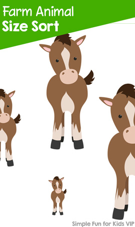 Practice some early math skills with this cute Farm Animal Size Sort activity!