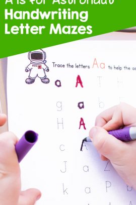 A is for Astronaut Handwriting Letter Mazes