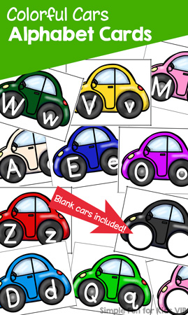 Have more fun learning letters with these cute printable Colorful Cars Alphabet Cards! Perfect for car-loving toddlers and preschoolers. Includes upper and lower case letters and blank cards to use however you want.