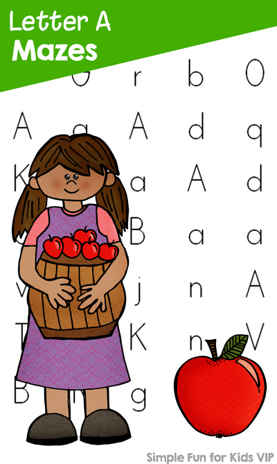Free Printables for Kids: Learning Letters with Letter A Mazes!