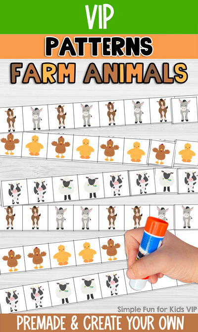 Farm Animal Patterns: Free printable with different ways to play and learn!