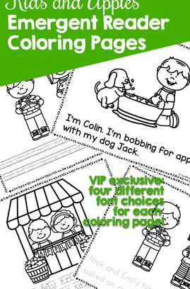 Kids and Apples Emergent Reader Coloring Pages