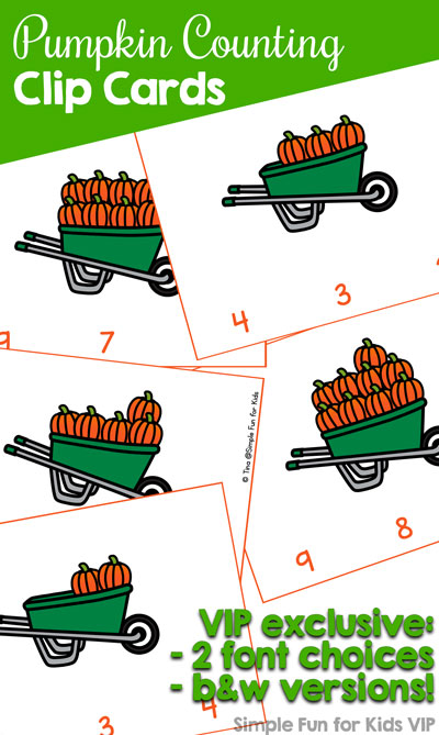 Practice counting up to 10 and fine motor skills with these cute printable Pumpkin Counting Clip Cards. Perfect for preschoolers and part of the 7 Days of Pumpkin Printables series.