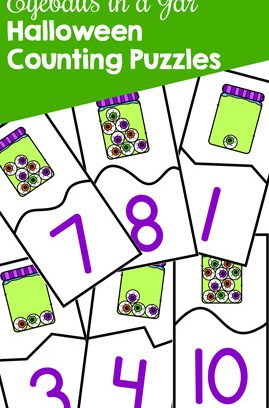Eyeballs in a Jar Halloween Counting Puzzles Printable