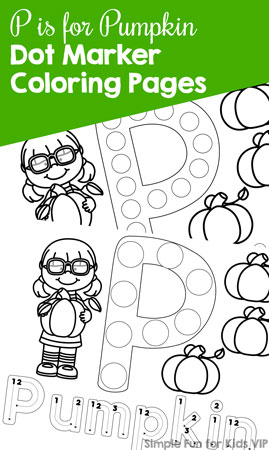 P is for Pumpkin Dot Marker Coloring Pages