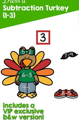 Dress a Subtraction Turkey (1-3)
