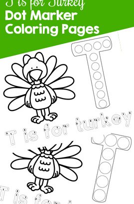 T is for Turkey Dot Marker Coloring Pages