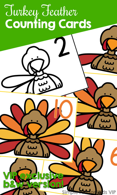 Practice counting and number recognition with these cute Turkey Feather Counting Cards! Toddlers and preschoolers love them. {Part of the 7 Days of Turkey Printables for Kids.}