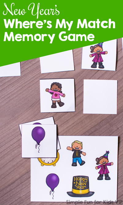 Try a new twist on the classic memory game with this cute printable New Year's Where's My Match Memory Game! Great for advanced memory players in kindergarten and elementary school.