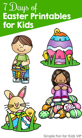 Follow along with my 7 Days of Easter Printables for Kids! There are literacy and math themes, matching, sight words, counting, addition, fine motor practice, and more!