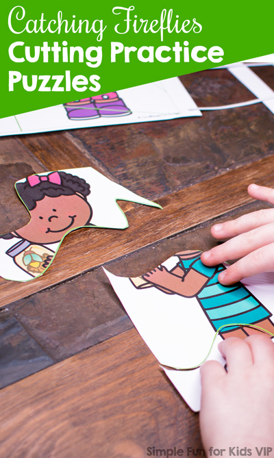 Practice fine motor and cutting skills with these cute spring-themed Catching Fireflies Cutting Practice Puzzles! Differentiated for three skill levels for preschoolers and kindergarteners.