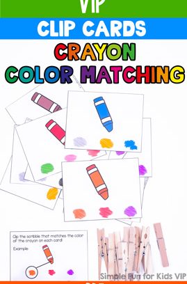 Crayon Color Matching Clip Cards