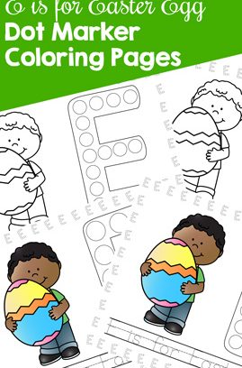 E is for Easter Egg Dot Marker Coloring Pages