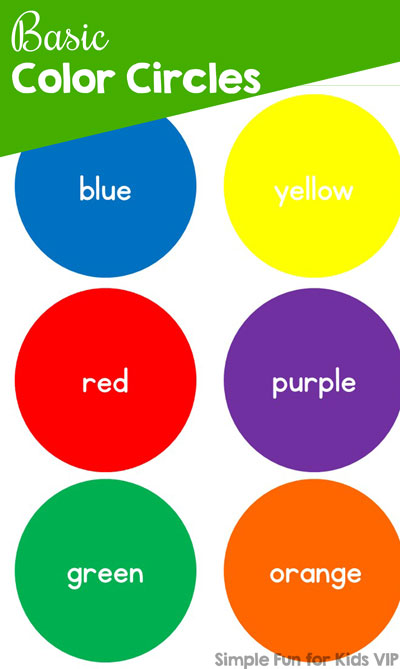 Simple basic color circles printable to practice color recognition, color sorting, color words, etc. Great for different learning activities for toddlers, preschoolers, and kindergarteners.