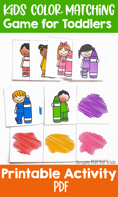 Practicing color recognition is super fun with this cute printable Kids Color Matching Game for Toddlers! You can play three different versions matching colors or images.