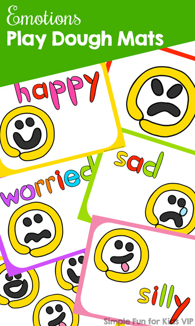 Learn about eight different emotions (happy, excited, silly, sad, upset, worried, angry, surprised) in a hands-on way with these cute colorful play dough mats for toddlers, preschoolers, and kindergarteners!