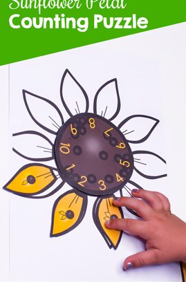 Sunflower Petal Counting Puzzle Printable