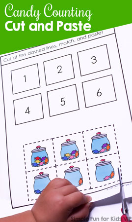 Candy Counting Cut and Paste Worksheet