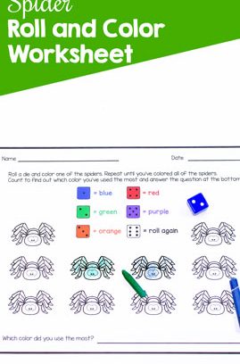 Spider Roll and Color Worksheet