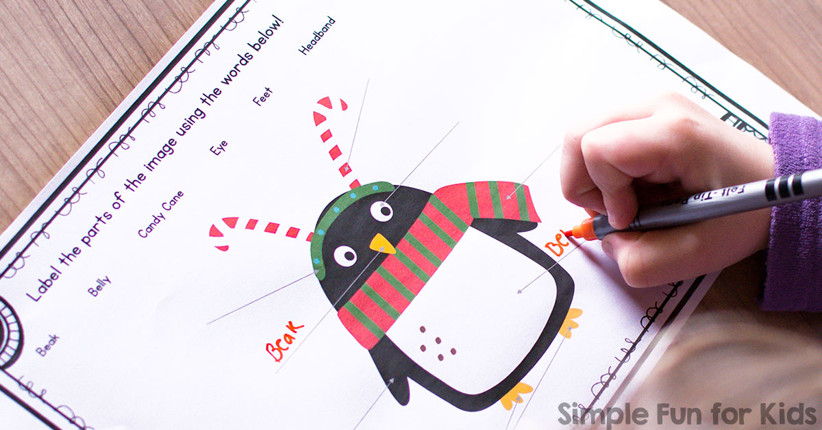 Winter Penguin Labeling Worksheets - Simple Fun for Kids VIP
