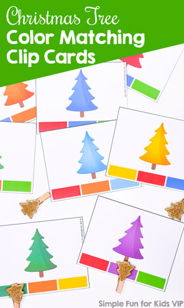 Christmas Tree Color Matching Clip Cards