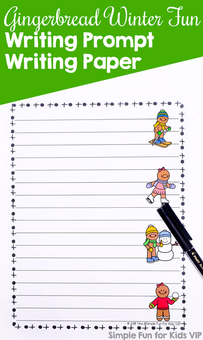 No prep literacy activity for kindergarten and elementary grades: Gingerbread Winter Fun Writing Prompt Writing Paper for writing general Christmas or gingerbread stories.