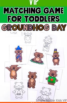 Groundhog Day Matching Game for Toddlers