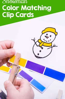Snowman Color Matching Clip Cards