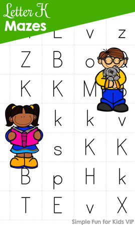 Printables for Kids: Learning Letters with Letter K Mazes!