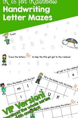 R is for Rainbow Handwriting Letter Mazes