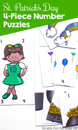 St. Patrick’s Day 4-Piece Number Puzzles