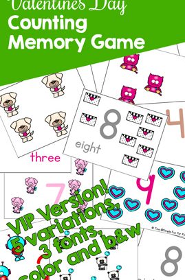Valentine‘s Day Counting Memory Game for Preschoolers