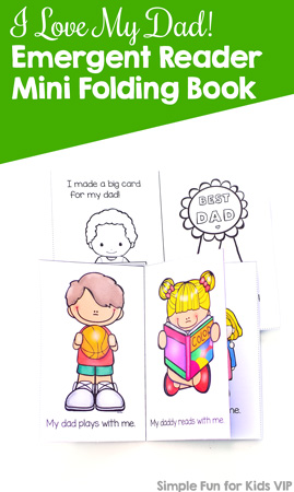 Practice sight words with this printable I Love My Dad! Emergent Reader Mini Folding Book! Perfect for kindergarteners and preschoolers on Father's Day. Black and white version available for VIP members.