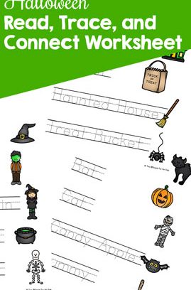 Halloween Words Read, Trace, and Connect Worksheets