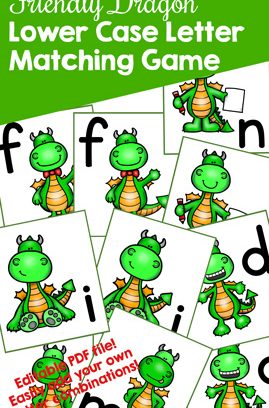 Friendly Dragon Lower Case Letter Matching Game