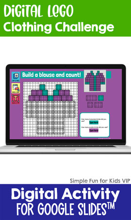 Ten fun and engaging EDITABLE clothing-themed digital LEGO challenges for distance learning with Google Slides and Google Classroom. Students can practice skills such as copying & pasting, dragging & dropping, typing in text boxes, and counting in a super-engaging way.