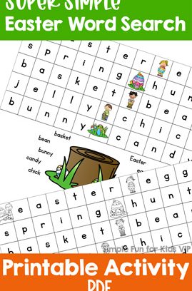 Super Simple Easter Word Search for Kindergarteners