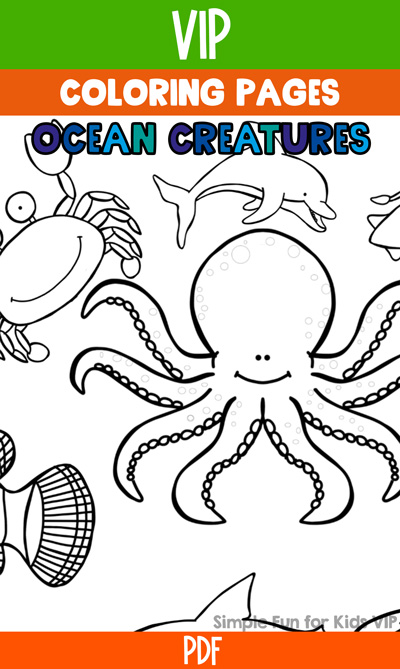 Printables for Kids: Fun with cute ocean creatures coloring pages!