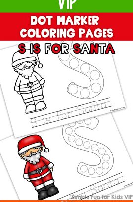 Day 6: S is for Santa Dot Marker Coloring Pages