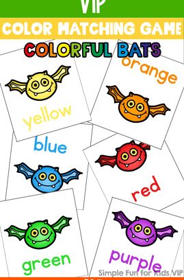 Bat Color Matching Game for Toddlers
