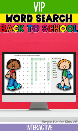 Interactive Back to School Word Search
