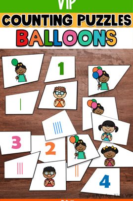 4-Piece Balloon Counting Puzzles